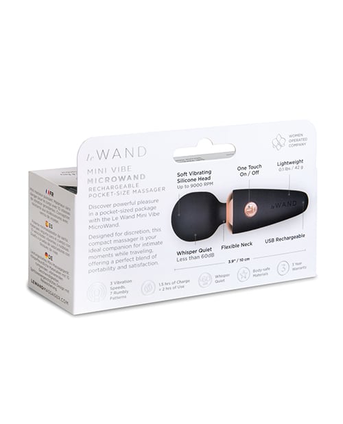 Le Wand - Mini Micro Rechargeable Wand Massager (Black) LW1013 CherryAffairs