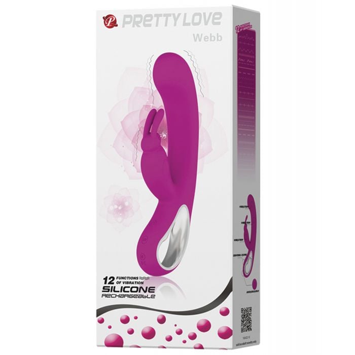 Pretty Love - Webb Bunny Ears Rabbit Vibrator with Handle (Pink) PL1161 CherryAffairs