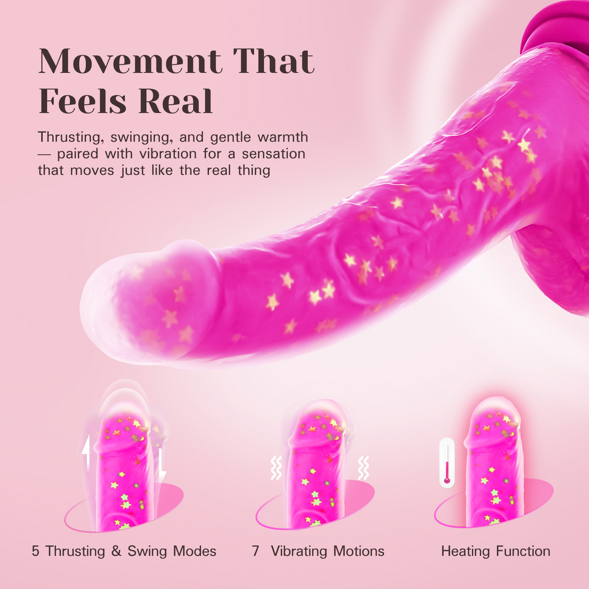 สุนัขของ Tracy - ดิลโด้ JeliVoy Thrusting Jellyskin (สีแดงกุหลาบ)