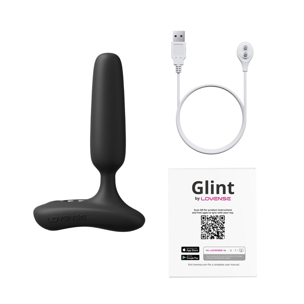 Lovense - Glint ปลั๊กทวารสั่นสะเทือนควบคุมผ่านแอป ตอบสนองต่อการสัมผัส (สีดำ)