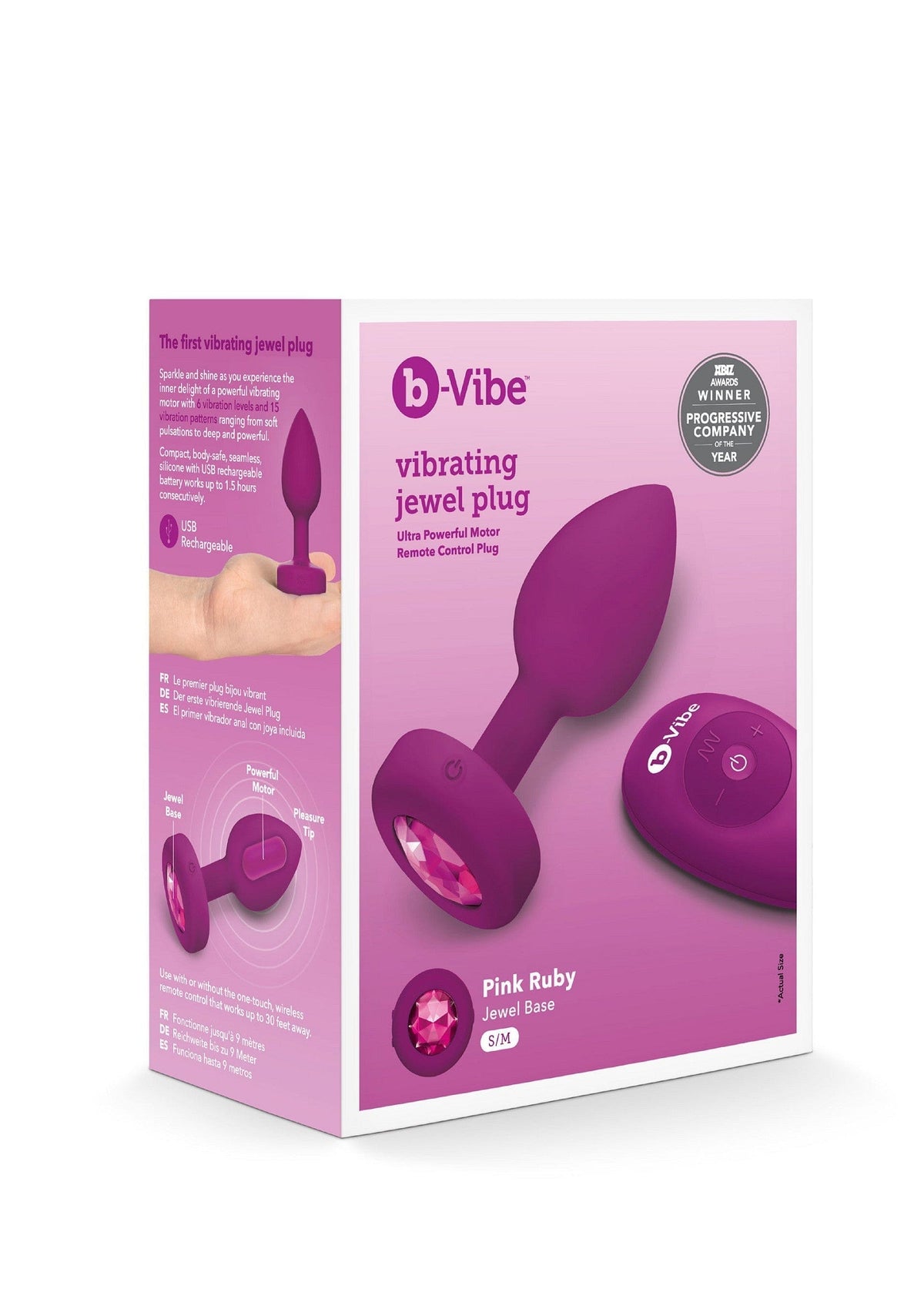 B-Vibe - Rechargeable Vibrating Jewel Anal Plug S/M (Pink) BV1026 CherryAffairs