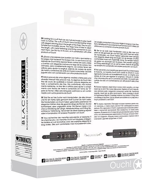 Shots - Ouch Bonded Leather Hand and Ankle Cuffs (Black) ST1087 CherryAffairs