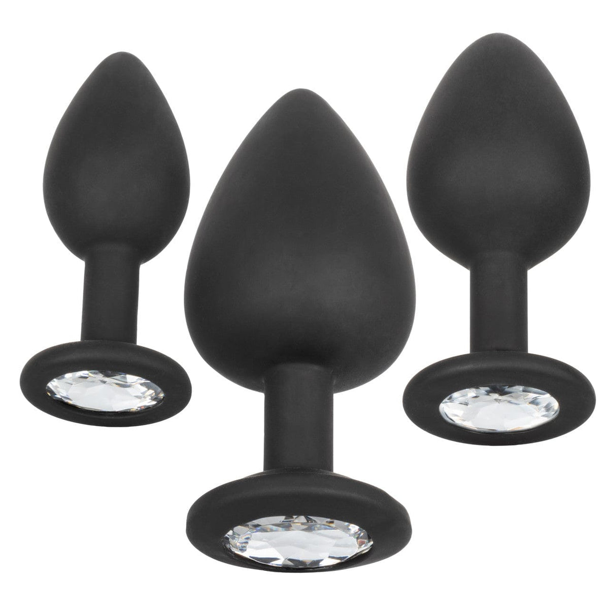 CalExotics - Silicone Gem Graduated Anal Plug Kit (Black) CE2198 CherryAffairs