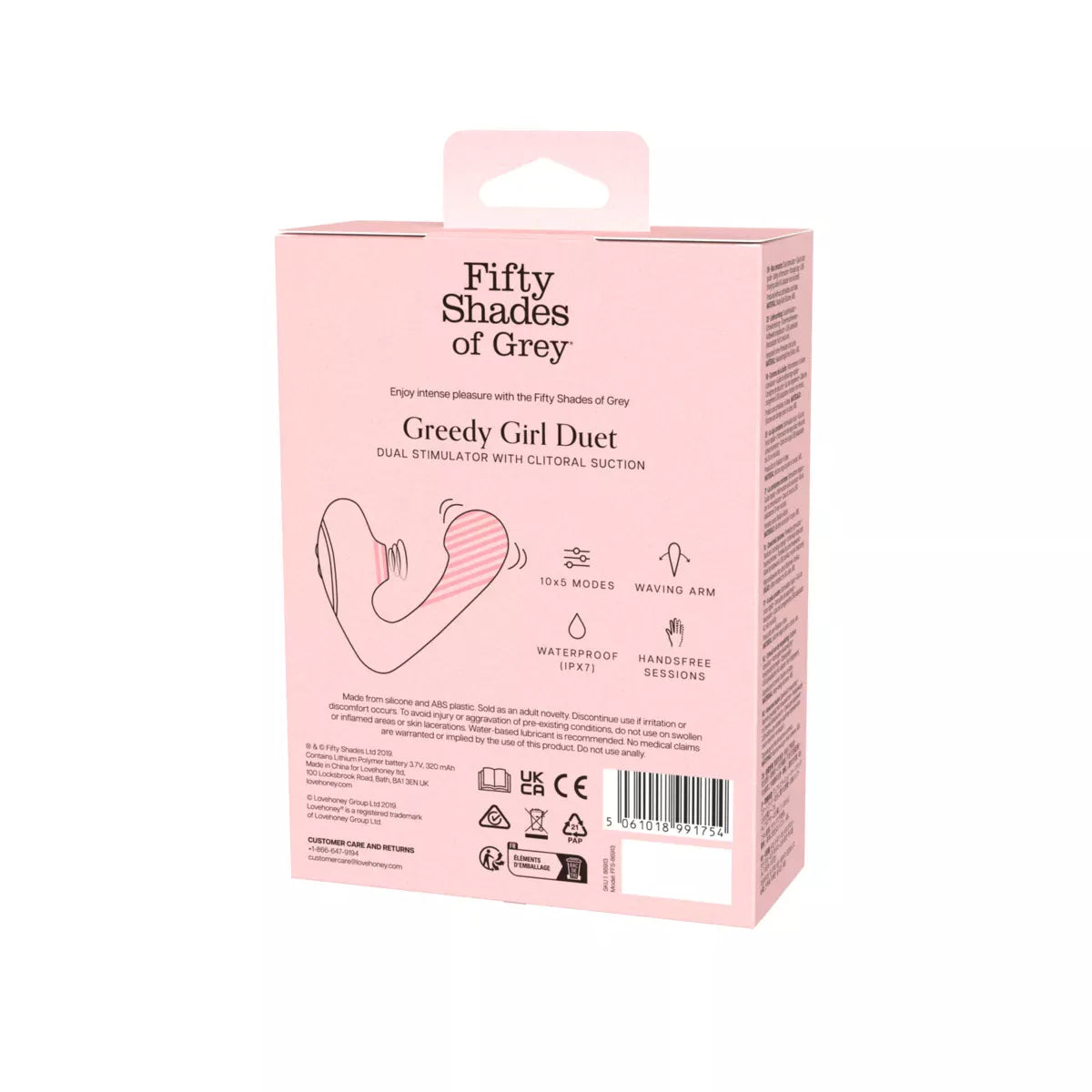 Fifty Shades of Grey - Greedy Girl Duet Clitoral Air Stimulator Vibrator (Black) FSG1186 CherryAffairs