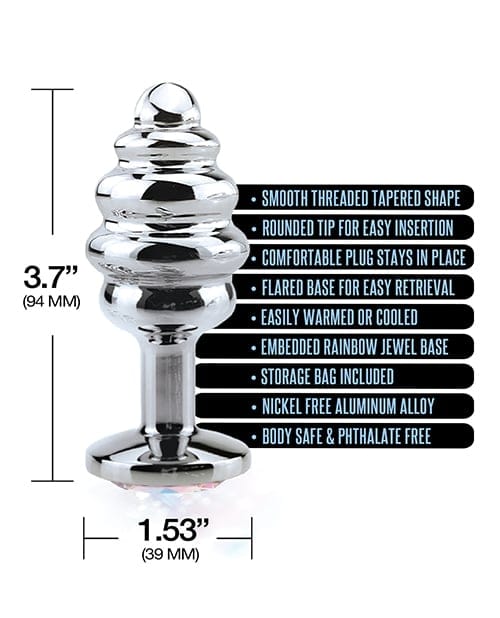 Nixie - Honey Dipper Ribbed Metal Jeweled Anal Plug (Rainbow) OT1316 CherryAffairs