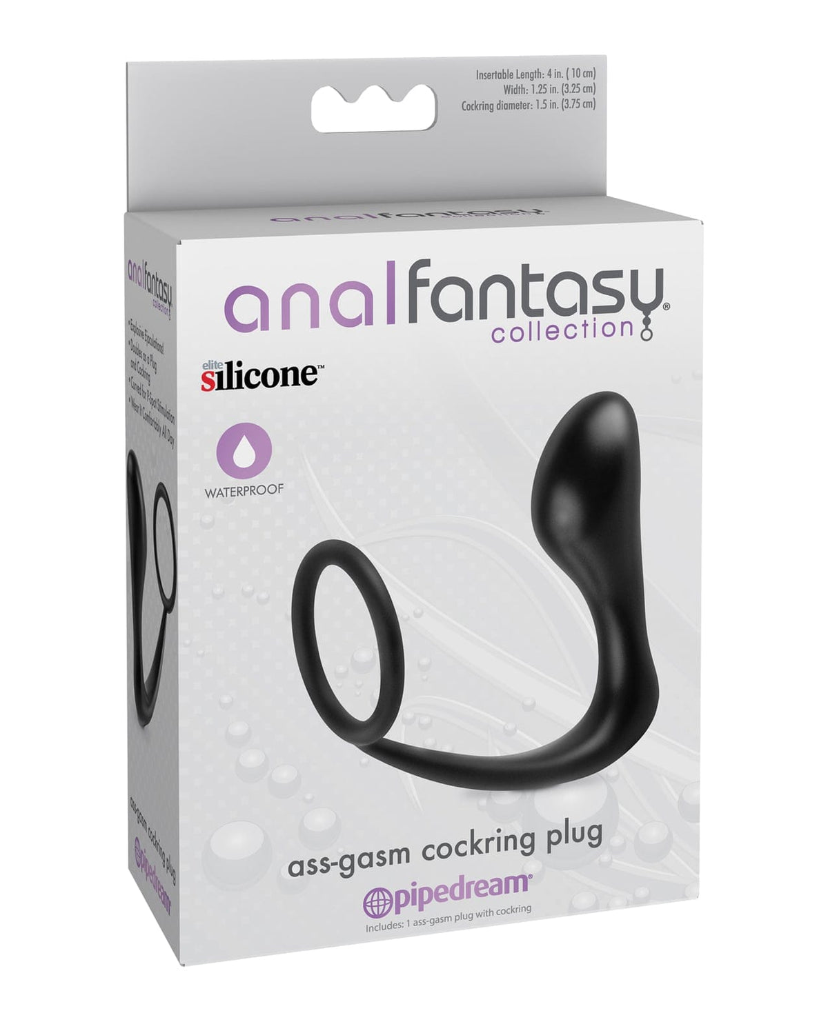 Pipedream - Anal Fantasy Ass-Gasm Silicone Cock Ring & Anal Plug (Black) PD2068 CherryAffairs
