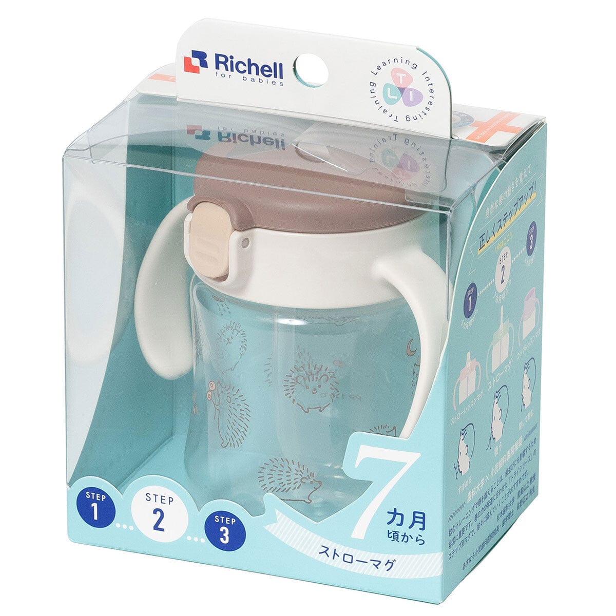 Richell - T.L.I Baby Stage 2 Try Straw Clear Training Water Bottle Mug Baby Water Bottle