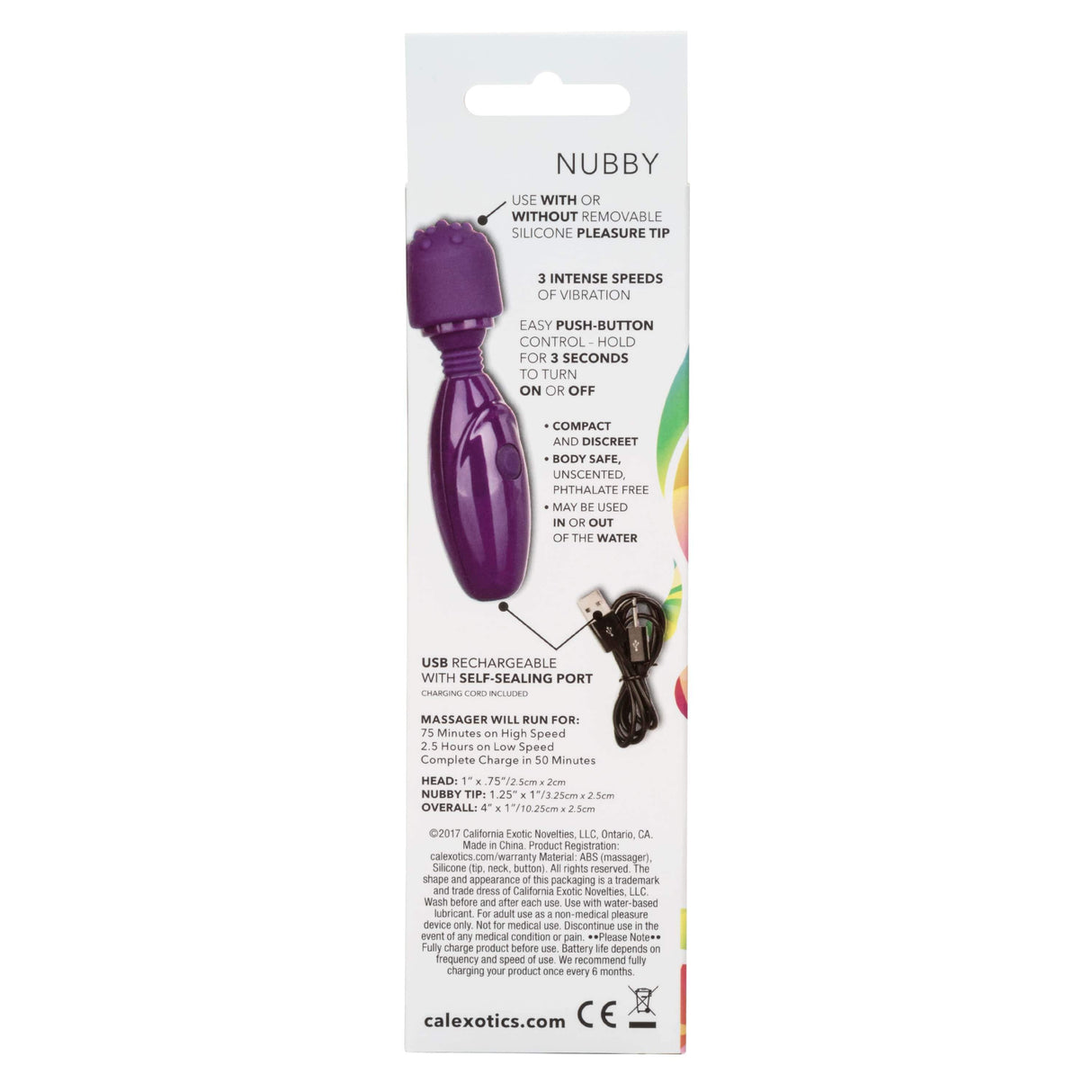 California Exotics - Tiny Teasers Nubby Mini Wand Massager (Purple) Mini Wand Massagers (Vibration) Non Rechargeable