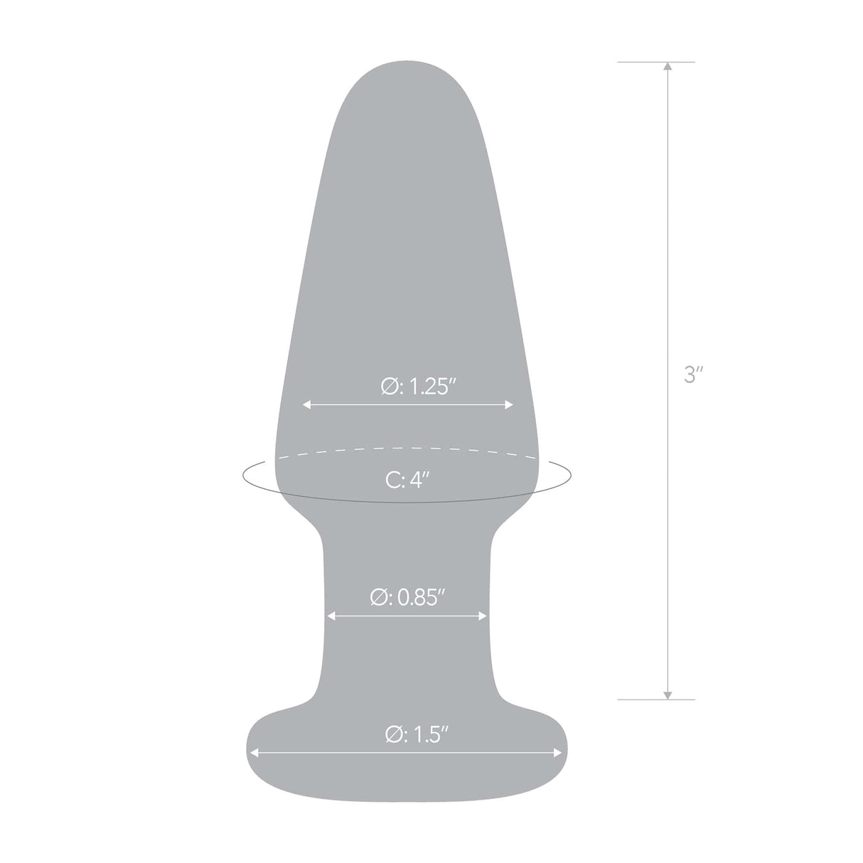 Glas - Glass Butt Plug Hand Blown Glass Dildo 3.5" (Clear) Glass Anal Plug (Non Vibration)