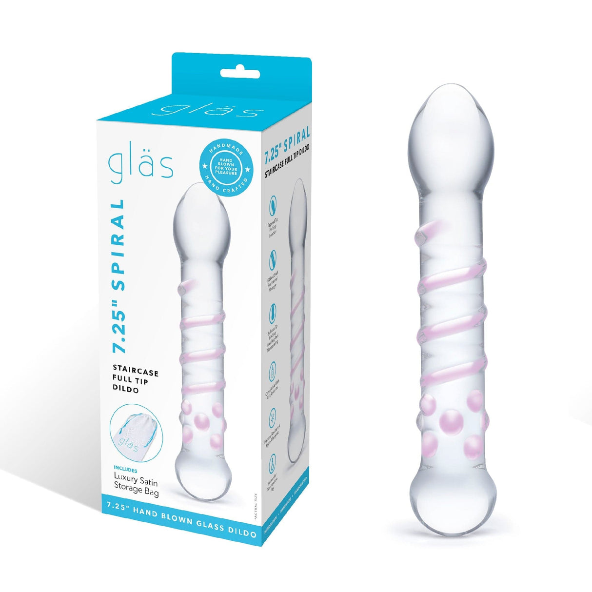 Glas - Spiral Staircase Full Tip Glass Dildo 7.25" (Clear) Glass Dildo (Non Vibration)