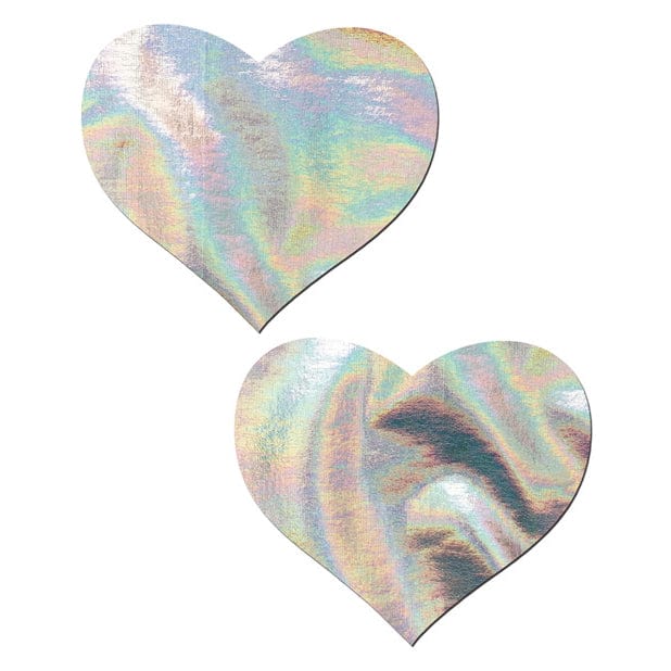 Pastease - Premium Hologram Heart Pasties Nipple Covers O/S (Silver) Nipple Covers