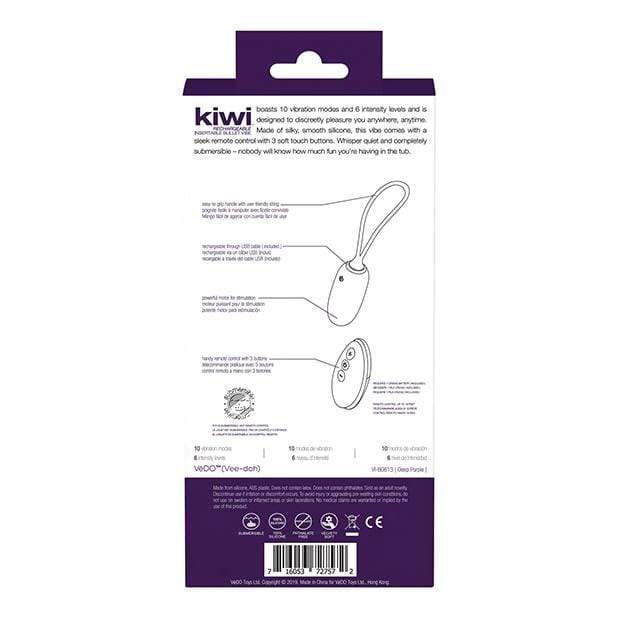 VeDO - Kiwi Remote Control Rechargeable Egg Vibrator (Deep Purple) Wireless Remote Control Egg (Vibration) Rechargeable