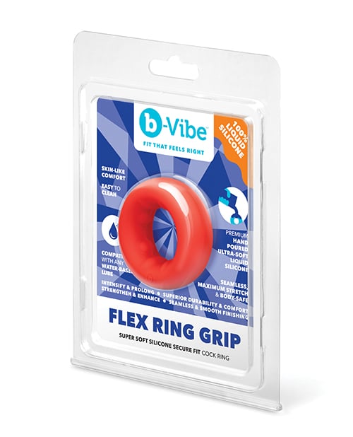 B-Vibe - Flex Ring Grip แหวนรัดอวัยวะเพศชายซิลิโคน (สีแดง)