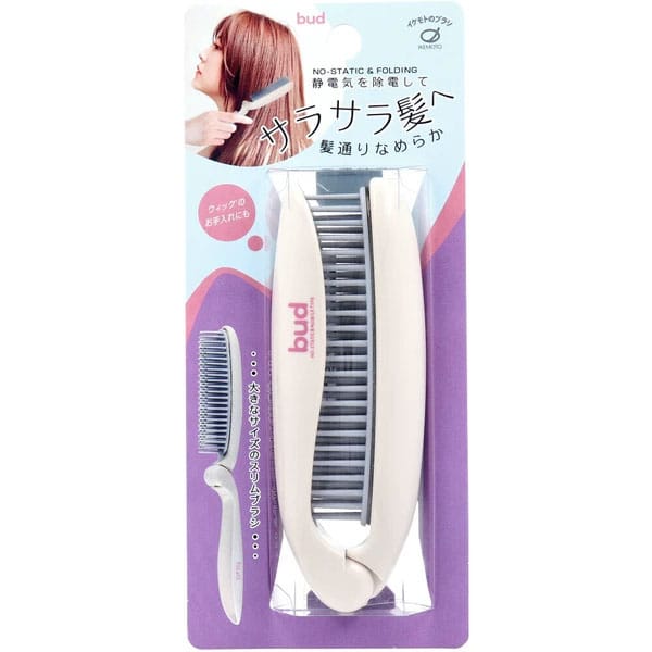 Ikemoto - แปรงผมและวิกป้องกันไฟฟ้าสถิตแบบพับได้ Bud BD900 (สีขาว)