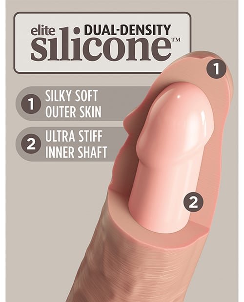 Pipedream - King Cock Elite Dual-Density Silicone Suction Dildo (Beige) - Beige / 20.3 cm