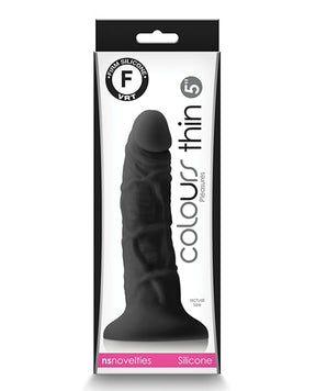 NS Novelties - Colours Pleasures 12.7 cm Slim Suction Dildo (Black) - Black / 12.7 cm