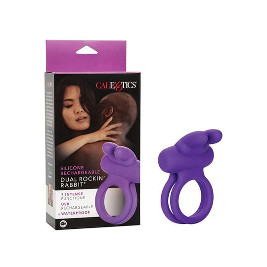 CalExotics - แหวนรัดโคนอวัยวะเพศชายแบบสั่นควบคุมด้วยรีโมต Rockin’ Rabbit (สีม่วง)