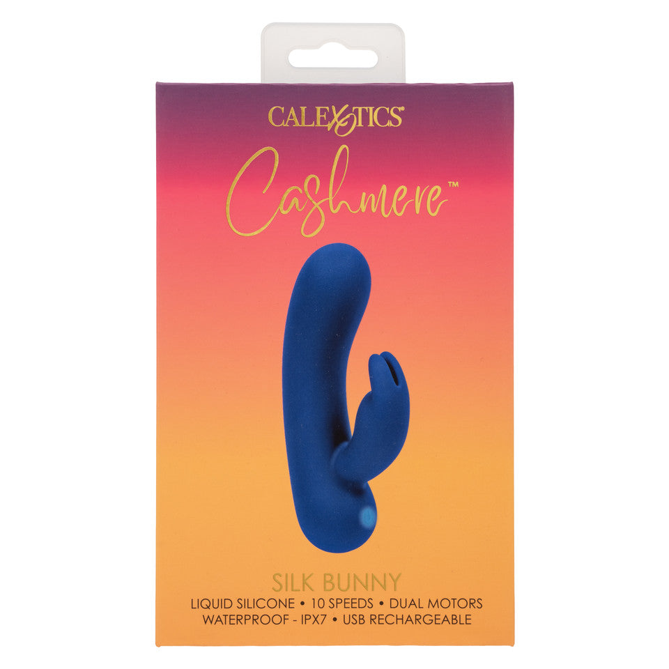 CalExotics - เครื่องสั่นกระต่าย Cashmere Silk Bunny แบบชาร์จไฟได้ (สีน้ำเงิน)