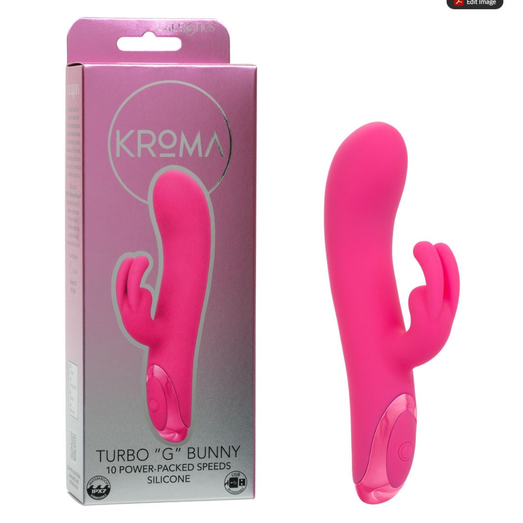 CalExotics - เครื่องสั่นกระต่ายแบบชาร์จไฟได้ Kroma Turbo G Bunny (สีชมพู)