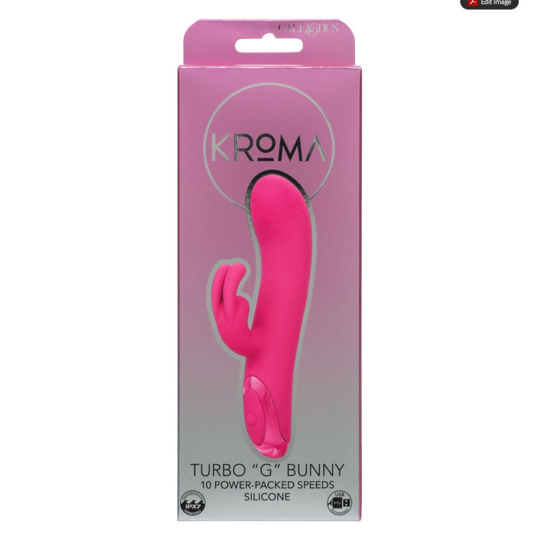 CalExotics - เครื่องสั่นกระต่ายแบบชาร์จไฟได้ Kroma Turbo G Bunny (สีชมพู)