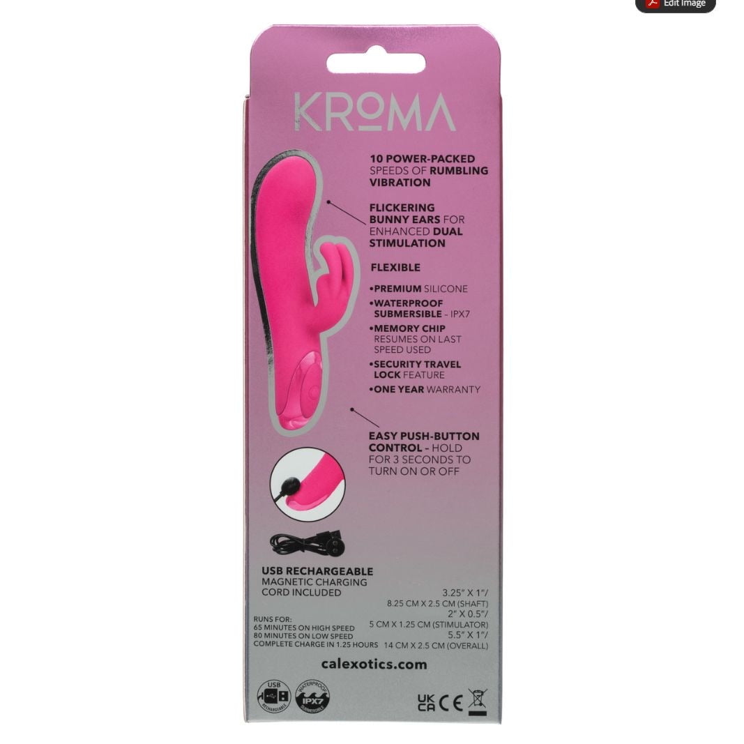 CalExotics - เครื่องสั่นกระต่ายแบบชาร์จไฟได้ Kroma Turbo G Bunny (สีชมพู)