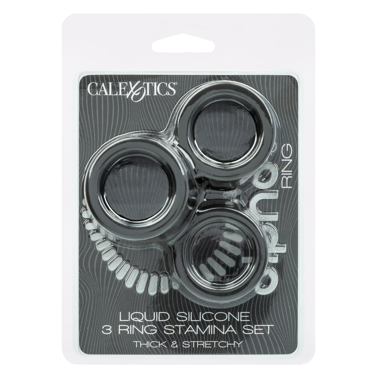 CalExotics - Alpha 3-Ring Stamina Cock Ring Set (Black) - Black