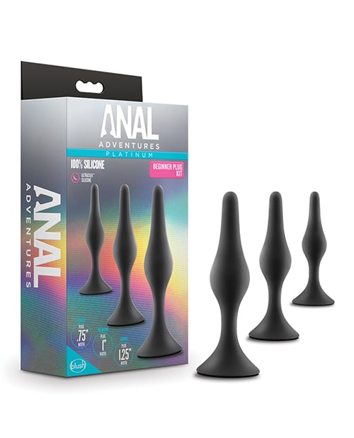 Blush Novelties - Anal Adventures Platinum Beginner Anal Plug Kit (Black)