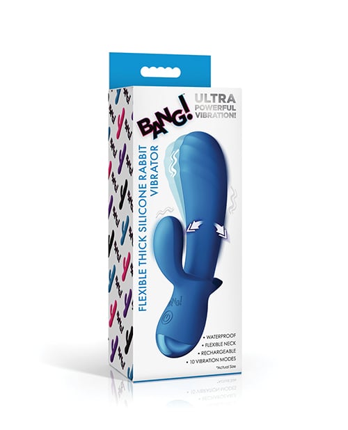 XR Brands - Bang! BG Thick Silicone Rabbit Vibrator (Blue)