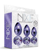 Nixie - Metal Jeweled Anal Plug Training Set (Metallic Purple) - Metallic Purple