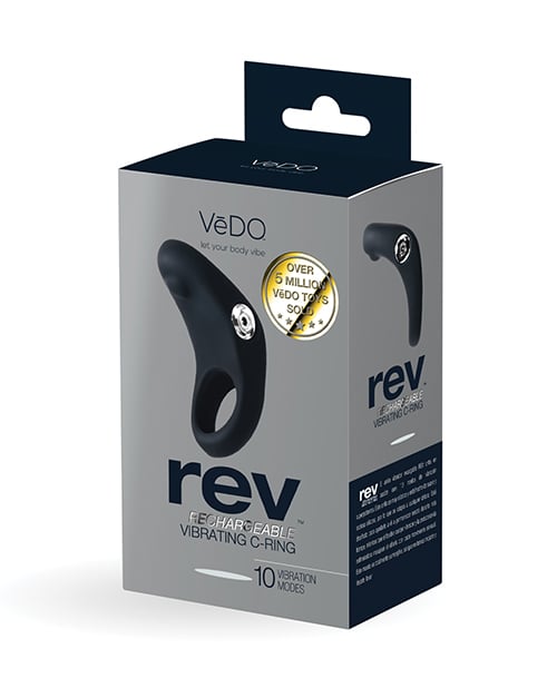 VeDO - ห่วงรัดโคนอวัยวะเพศชายแบบสั่น Rev ชาร์จไฟได้ (ดำ)