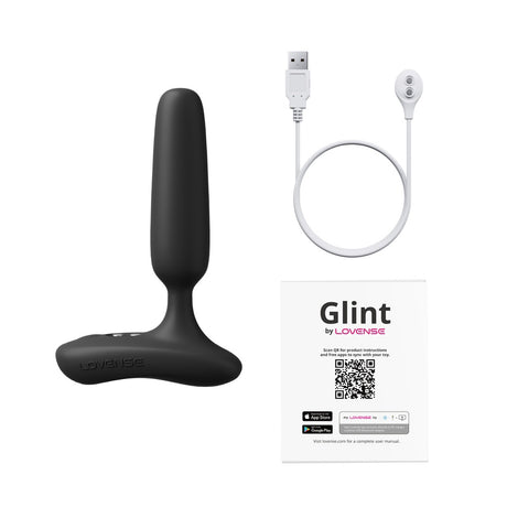 Lovense - Glint ปลั๊กทวารสั่นสะเทือนควบคุมผ่านแอป ตอบสนองต่อการสัมผัส (สีดำ)