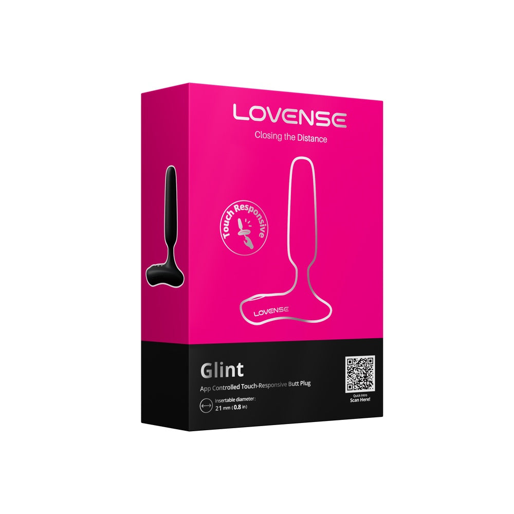 Lovense - Glint ปลั๊กทวารสั่นสะเทือนควบคุมผ่านแอป ตอบสนองต่อการสัมผัส (สีดำ)