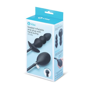 B-Vibe - Beaded Inflatable Anal Plug with HandPump (Black) BV1023 CherryAffairs
