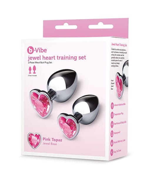 B-Vibe - Jewel Heart Metal Anal Plug Training Set (Silver) BV1025 CherryAffairs