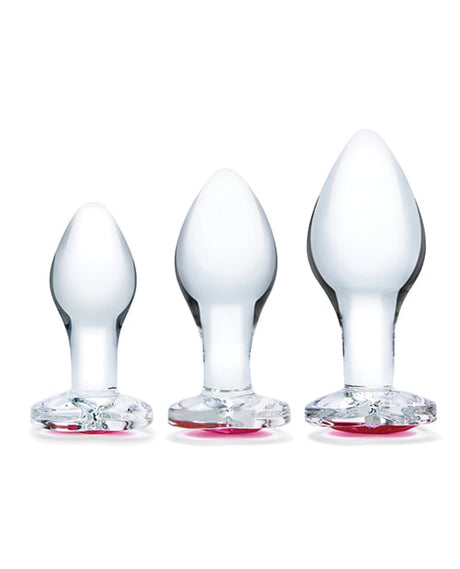 Glas - Heart Jewel Three Piece Glass Anal Plug Training Set (Clear) – product view 2