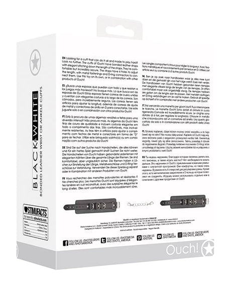 Shots - Ouch Bonded Leather Hand and Ankle Cuffs (Black) – product view 2