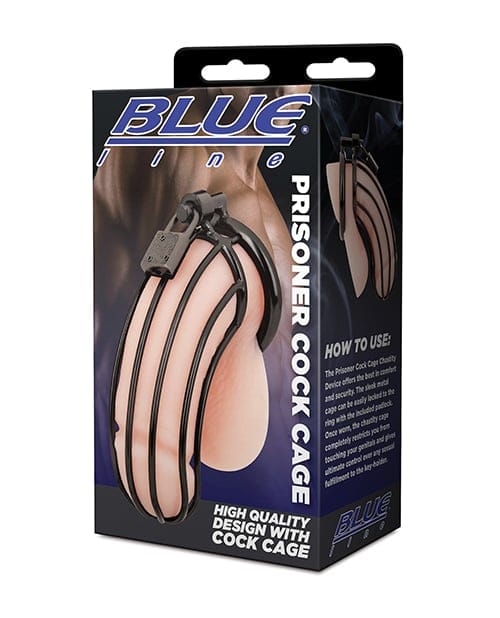 Blue Line - Prisoner Stainless Steel Chastity Cage (Black) BL1017 CherryAffairs