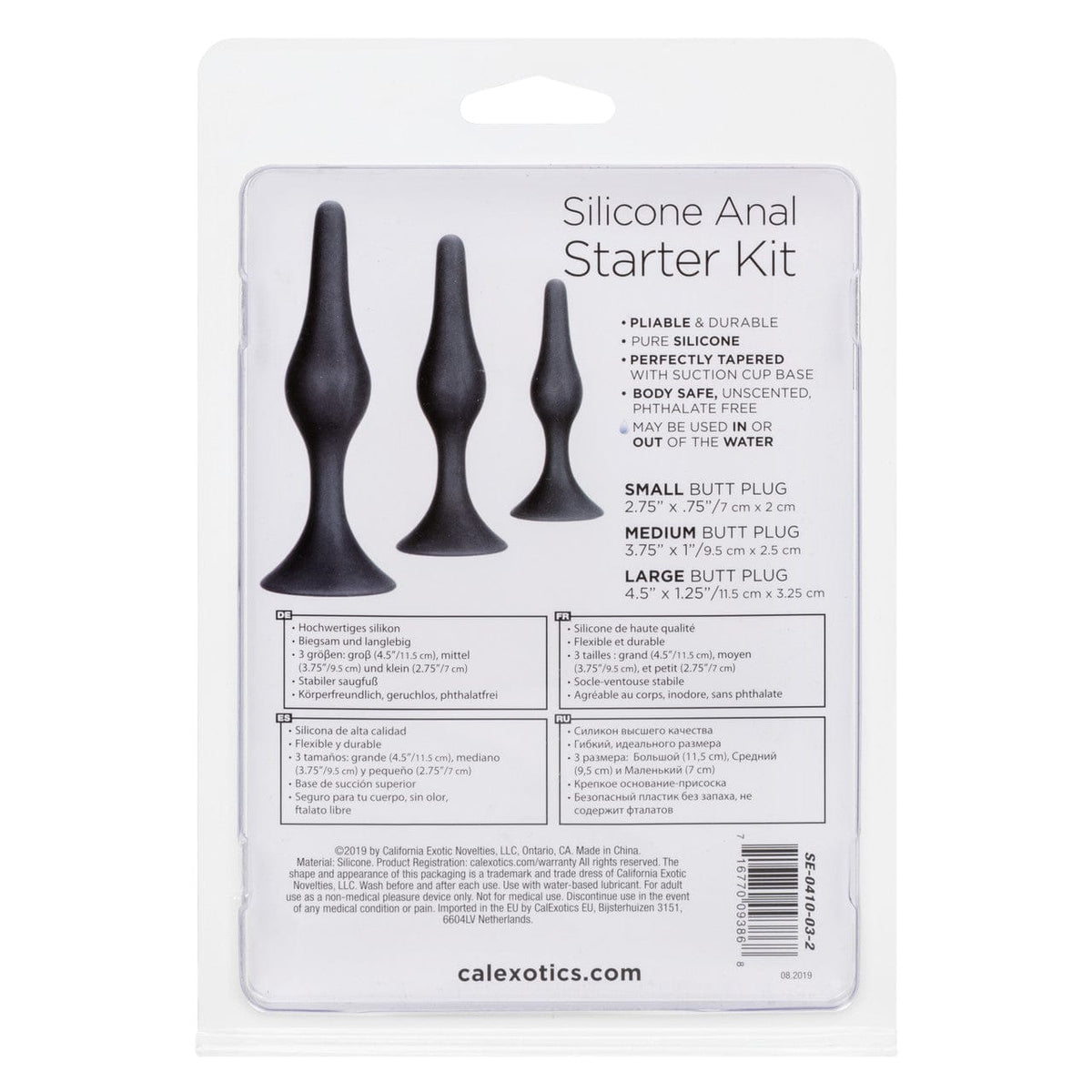 CalExotics - Silicone Graduated Anal Starter Kit with Suction Bases (Black) CE2197 CherryAffairs