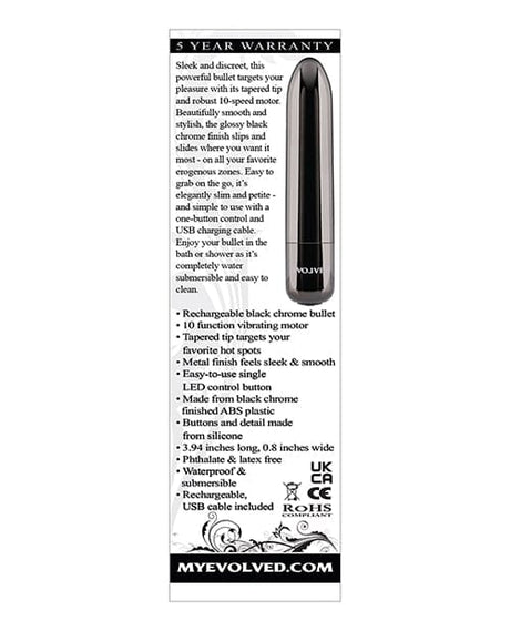 Evolved - Real Simple Rechargeable Bullet Vibrator (Black Chrome) EV1227 CherryAffairs