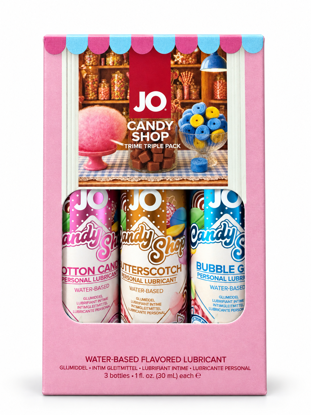 สารหล่อลื่นสูตรน้ำผสมกลิ่นรส System JO - Tri-Me Candy Shoppe แบบแพ็ก 3 ชิ้น 3 × 30 ml
