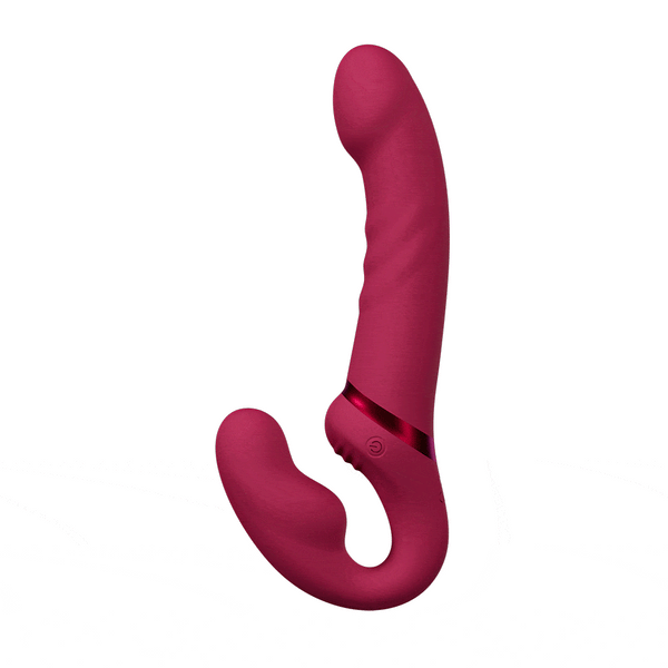 Lovense - Lapis App-Controlled Dual Ended Vibrating Strapless Strap On (สีแดง)