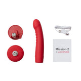 Lovense - Mission 2 App-Controlled Vibrating Suction Cup Dildo (Red) LOS1059 CherryAffairs