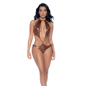 Mapale - Golden Hour Metallic Sling with Side Tie Details Bodysuit (Gold/Copper) MAP1041 CherryAffairs