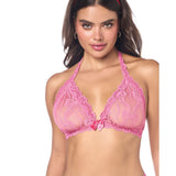 Mapale - Lacy Halter Top with Panty Lingerie Set (Pink) CherryAffairs