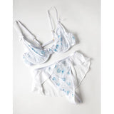 Oh La La Cheri - Elena Floral Embroidered 2 pc Set with Skirted Bottom (White) OL1026 CherryAffairs