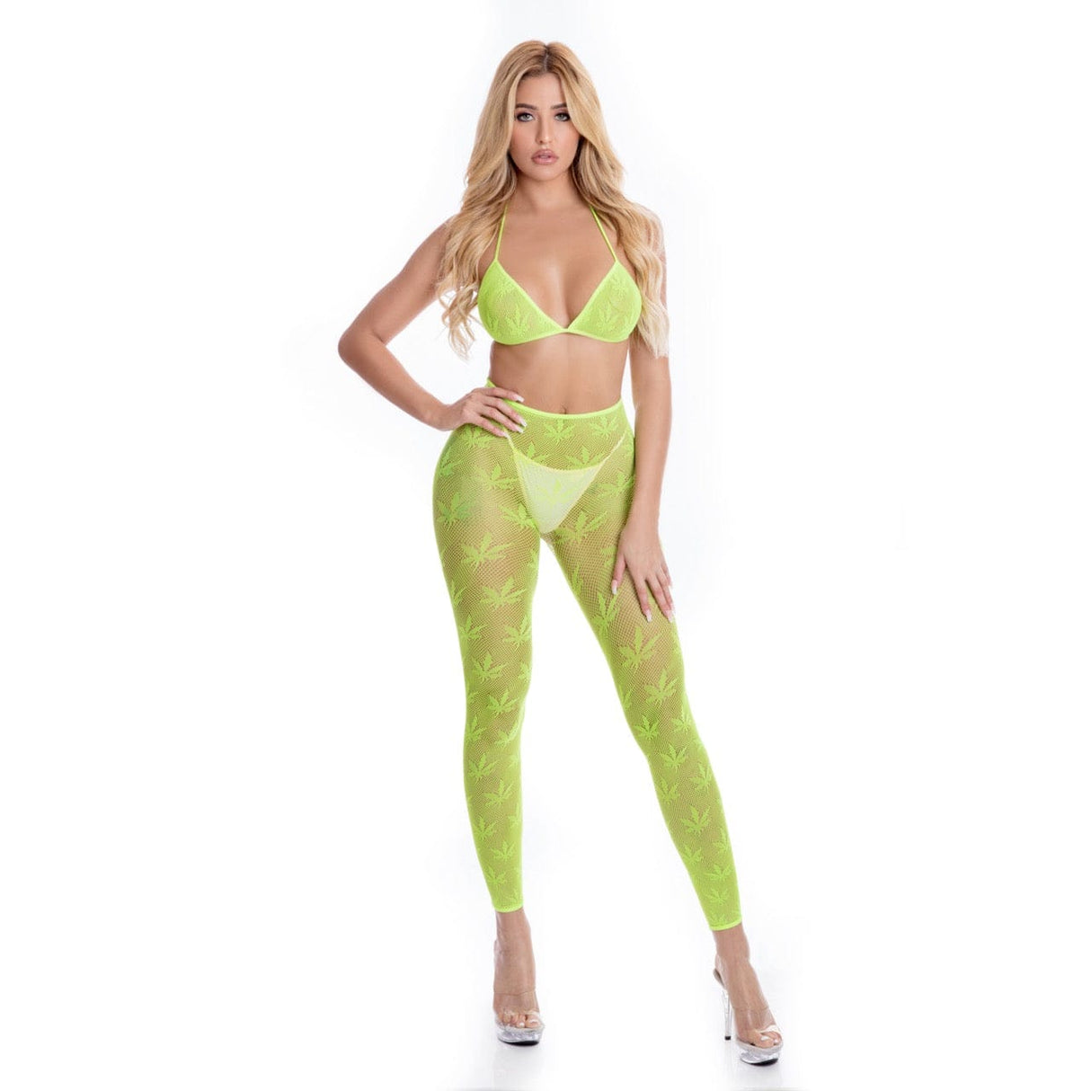 Pink Lipstick - All About Leaf Bra Lingerie Set PLS1225 CherryAffairs