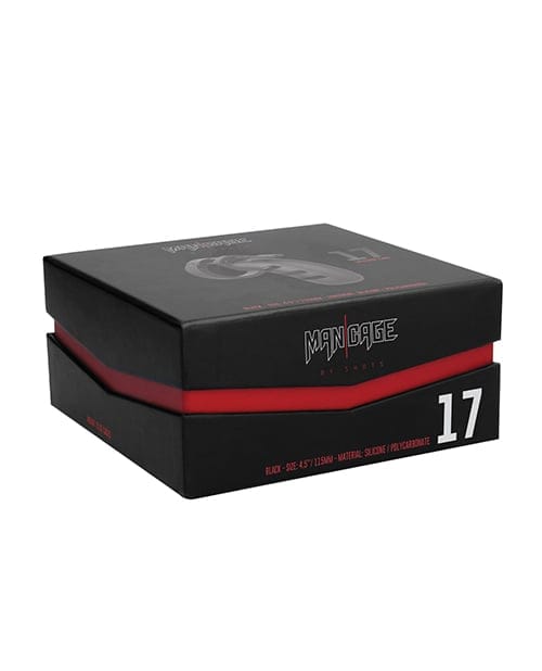 Shots - ManCage Model 21 Silicone Chastity Cage (Black) ST1085 CherryAffairs