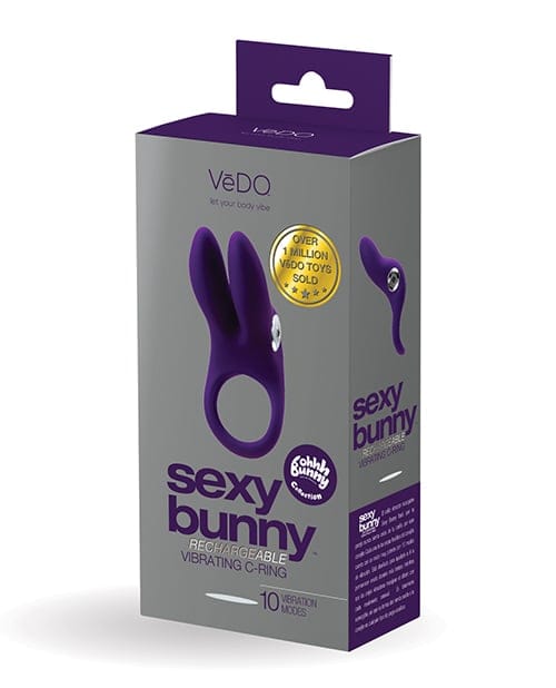 VeDO - ห่วงรัดโคนอวัยวะเพศชายแบบสั่น Sexy Bunny ชาร์จไฟได้ (ม่วง)