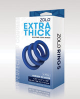 Zolo - Extra-Thick Silicone Cock Ring Set of 3 (Blue) ZOL1014 CherryAffairs