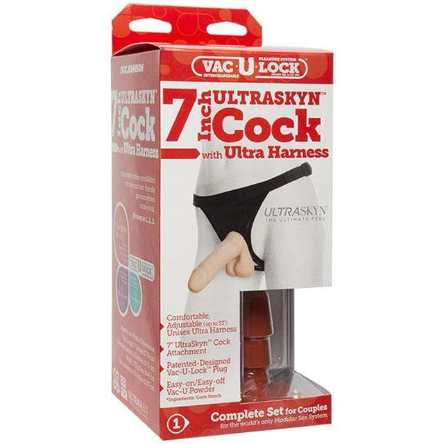 Doc Johnson - Vac-U-Lock Ultra Harness with Plug and UltraSkyn Cock 7" - CherryAffairs.sg